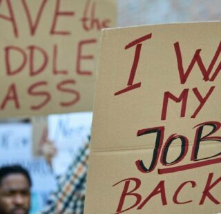 Protestors with signs